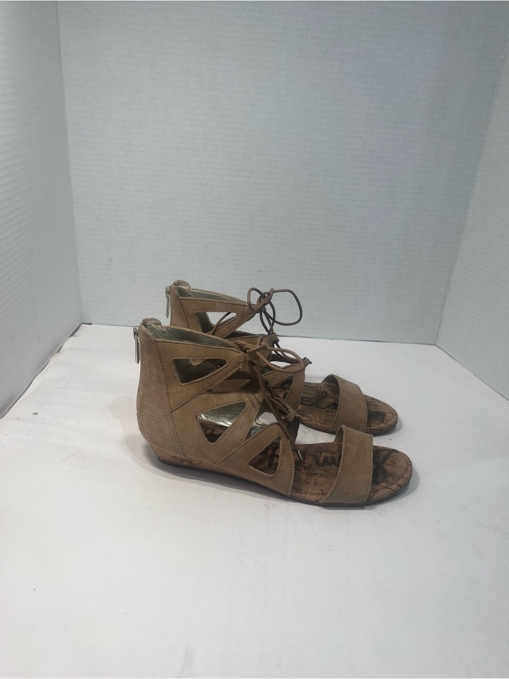 Sam Edelman Taupe Lace-Up Cutout Gladiator Sandals